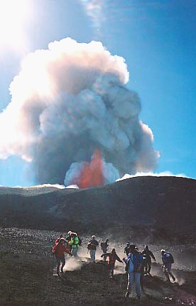 escape from Mt Etna eruption 2000
