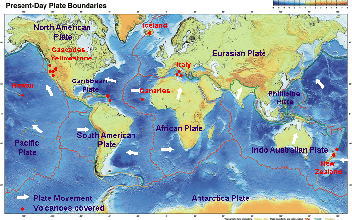 Plate map of volcanoes 